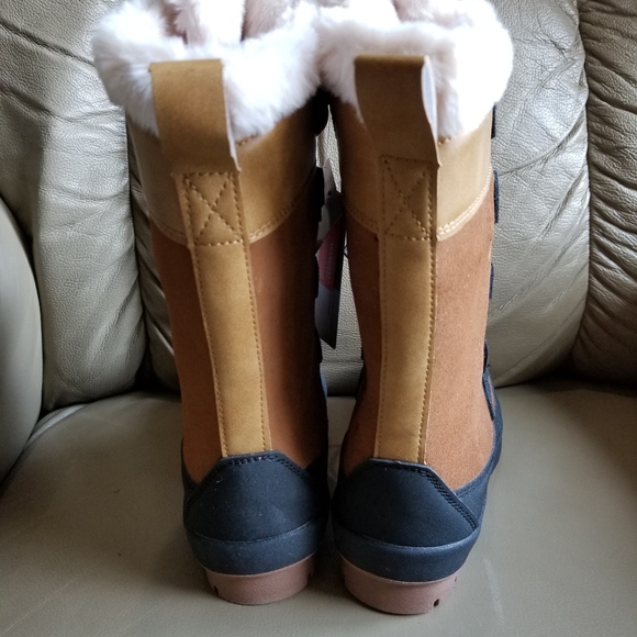 Girls Cat & Jack Cognac Thermolite Lace up Snow Boots size 2 - Picture 2 of 4